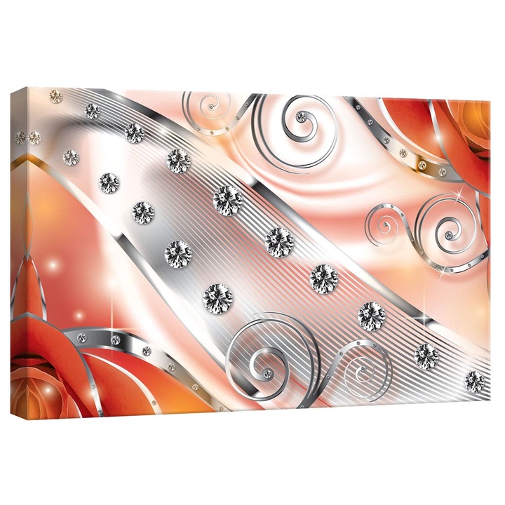 Tablou Canvas DEGRETS 78243 Diamant floral portocaliu 3D, 40x60cm