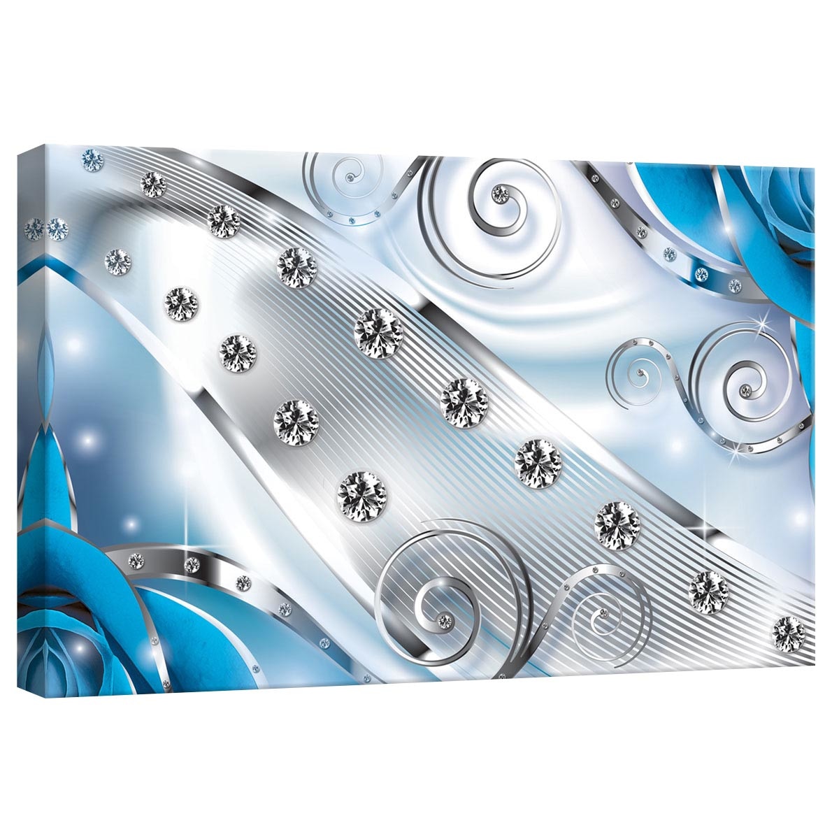 Tablou Canvas DEGRETS 78244 Diamant floral albastru 3D, 40x60cm