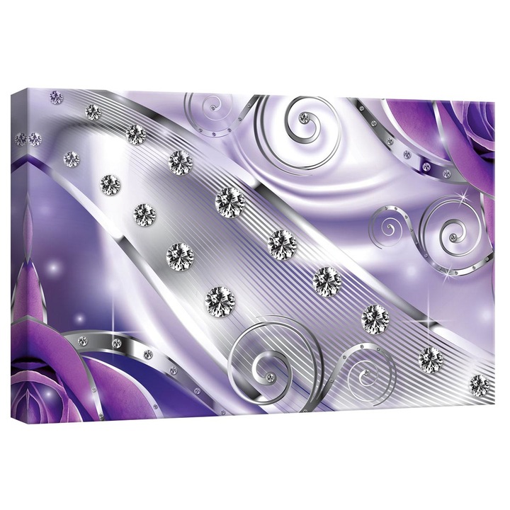 Tablou Canvas DEGRETS 78245 Diamant floral mov 3D, 40x60cm