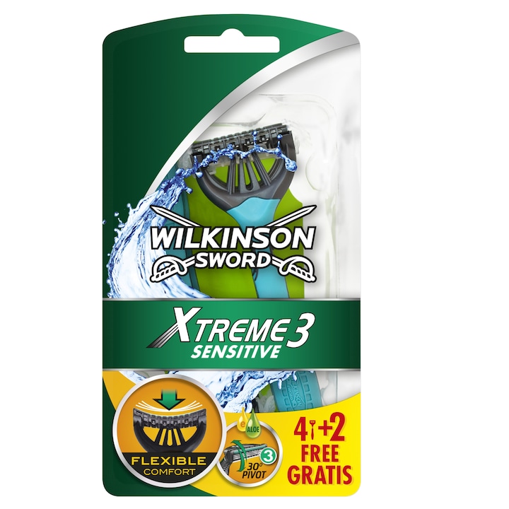 Wilkinson EXTREME 3 SENSITIVE csomag: eldobható borotva, 6 darab