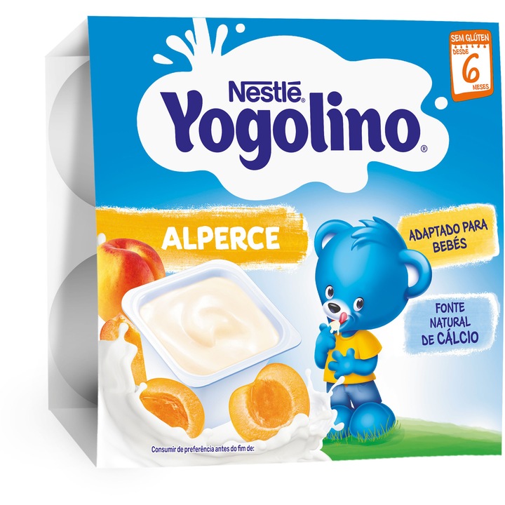 Gustare pe baza de lapte pentru bebelusi Nestle Yogolino Caise, 4x100g, de la 6 luni