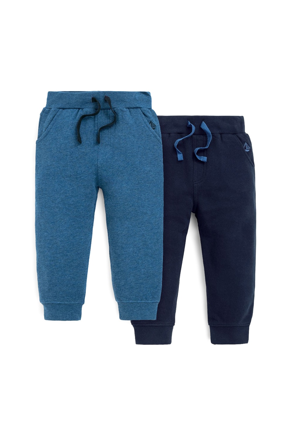 JoJo Maman Bebe, Set 2 perechi de pantaloni din bumbac, baieti, uni, Albastru marin