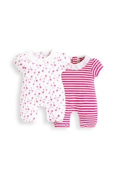 JoJo Maman Bebe, Set de salopeta cu imprimeu Flamingo si dungi - 2 piese, Roz aprins/Alb, Roz aprins/Alb JoJo Maman Bebe, Set de salopeta cu imprimeu Flamingo si dungi - 2 piese, Roz aprins/Alb, Roz aprins/Alb