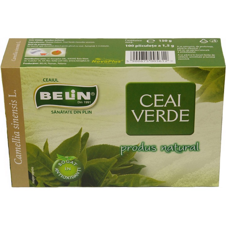 Ceai Verde Belin Standard, 100 plicuri, 150 gr.
