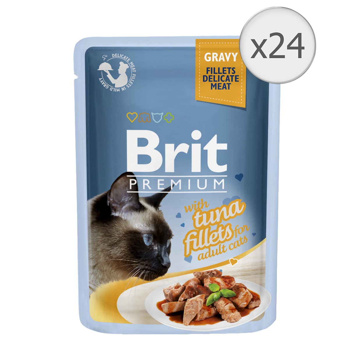 Hrana umeda pentru pisici Brit Premium Delicate, Ton in Sos, 24x85g