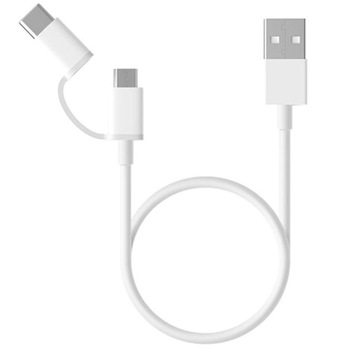Cablu de date Xiaomi Mi 2 in 1, MicroUSB - USB Type C, 30cm, White Cablu de date Xiaomi Mi 2 in 1, MicroUSB - USB Type C, 30cm, White
