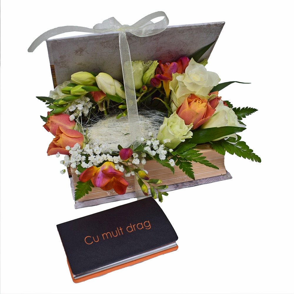 embarrassed box Wedge Aranjament Floral in Cutie Tip Carte cu Suport Carti de Vizita - eMAG.ro