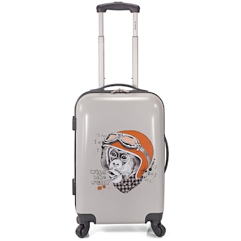 Troler Cabina, ABS, 4 Roti, BENZI, BZ 5335 - 56 cm, Gri/Imprimeu Troler Cabina, ABS, 4 Roti, BENZI, BZ 5335 - 56 cm, Gri/Imprimeu