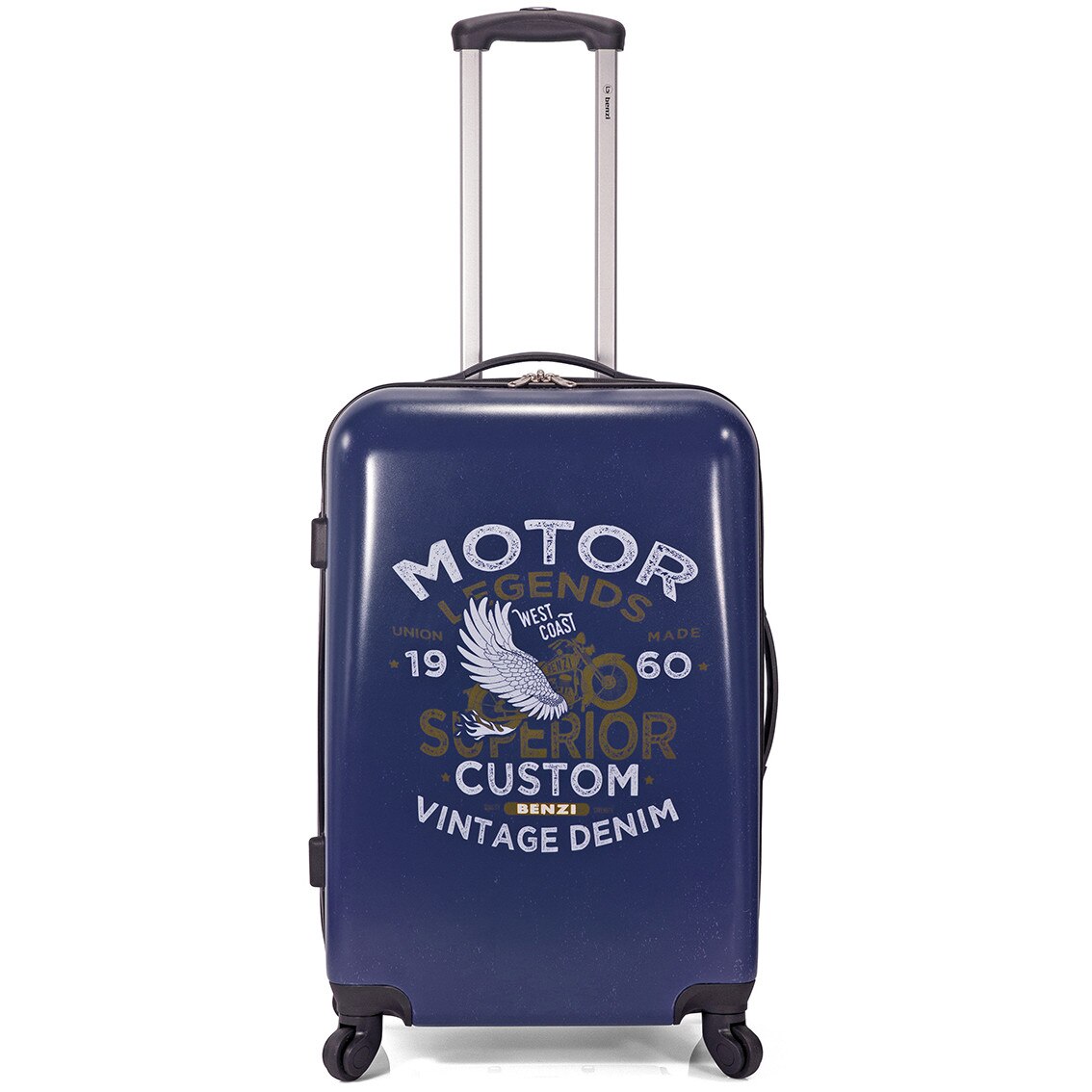 Troler Cabina, ABS, 4 Roti, BENZI, BZ 5337 - 56 cm, Albastru/Imprimeu