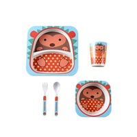 set de masa si tacamuri pentru copii din fibra de bambus fiziotab kids - farfurie 2 compartimente cana bol furculita si lingurita serviciu de masa bebe set hranire 5 piese vesela mic dejun pranz cina arici imagen 22_0_
0