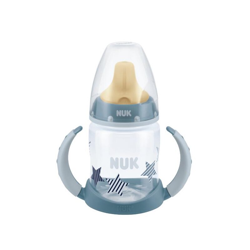 Biberon cu cioc din latex si manere 150 ml Nuk First Choice 743391AL, Albastru 6+ luni