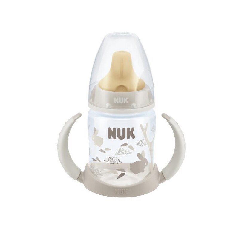 Biberon cu cioc din latex si manere 150 ml Nuk First Choice 743391G, Gri 6+ luni