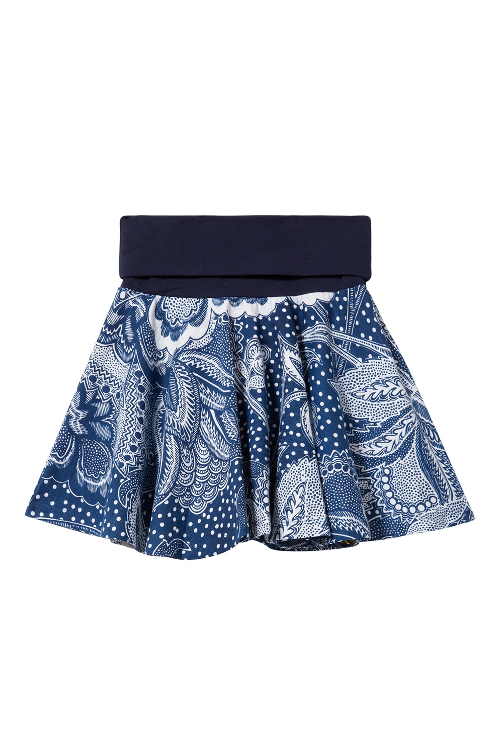 DESIGUAL, Fusta cu croiala pe bie cu model floral, Albastru/Alb, 128 CM