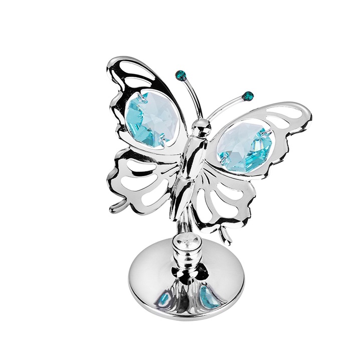 Пеперуда Димс-92 С компоненти на Crystal RY001, Сребрист, 5 см