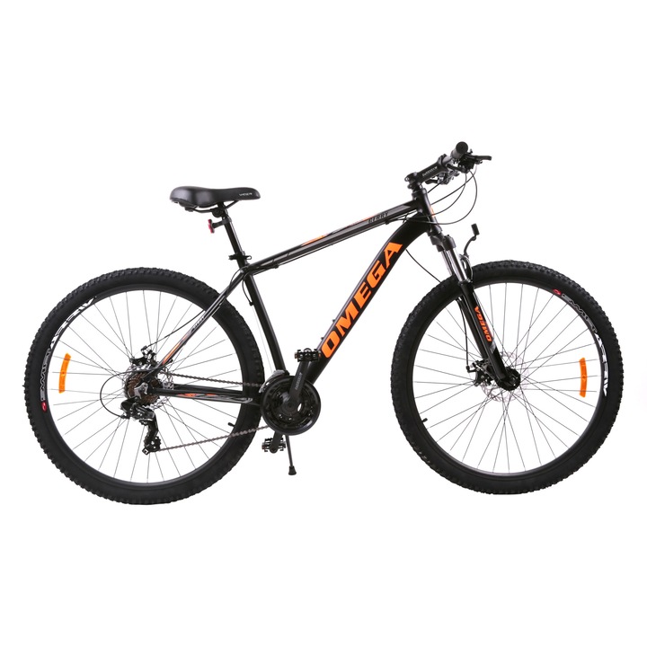 Bicicleta MTB 29" Omega Gerry, cadru aluminiu, frane pe disc mecanice, negru/portocaliu