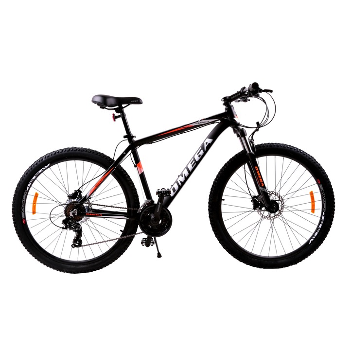 Bicicleta MTB 29" Omega Legion, cadru aluminiu, frane pe disc hidraulice, negru/portocaliu