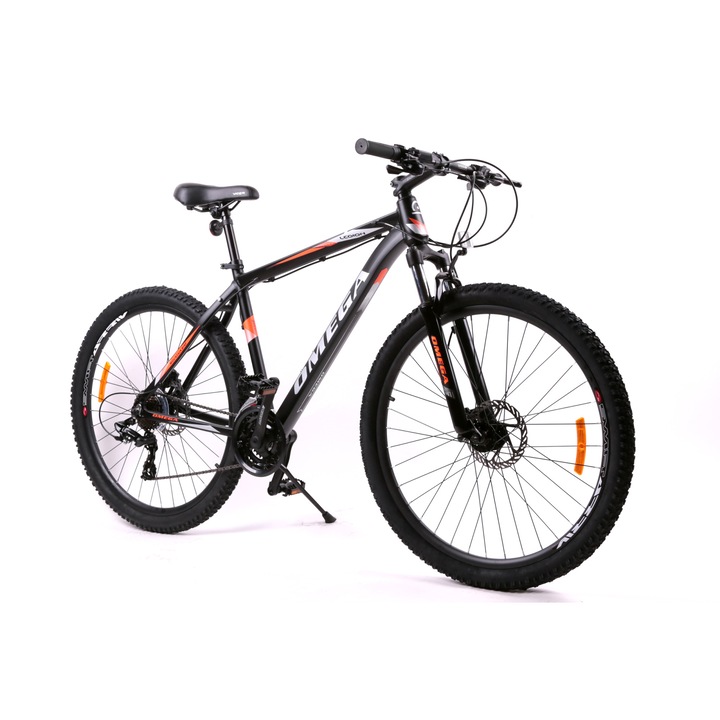 Bicicleta MTB 27.5" Omega Legion, cadru aluminiu, frane pe disc hidraulice, negru/portocaliu