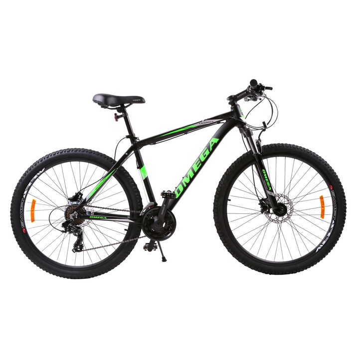 Bicicleta MTB 27.5" Omega Legion, cadru aluminiu, frane pe disc hidraulice, negru/verde