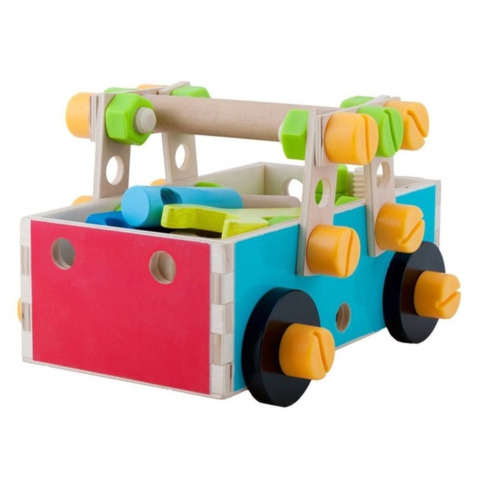 Trusa haioasa multifunctionla cu unelte din lemn de jucarie de construit Fanny Tool Kit Box, + 3 ani