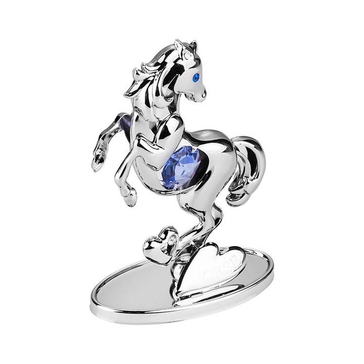 Кон Димс-92 С компоненти на Crystal RY097, Сребрист, Със син камък