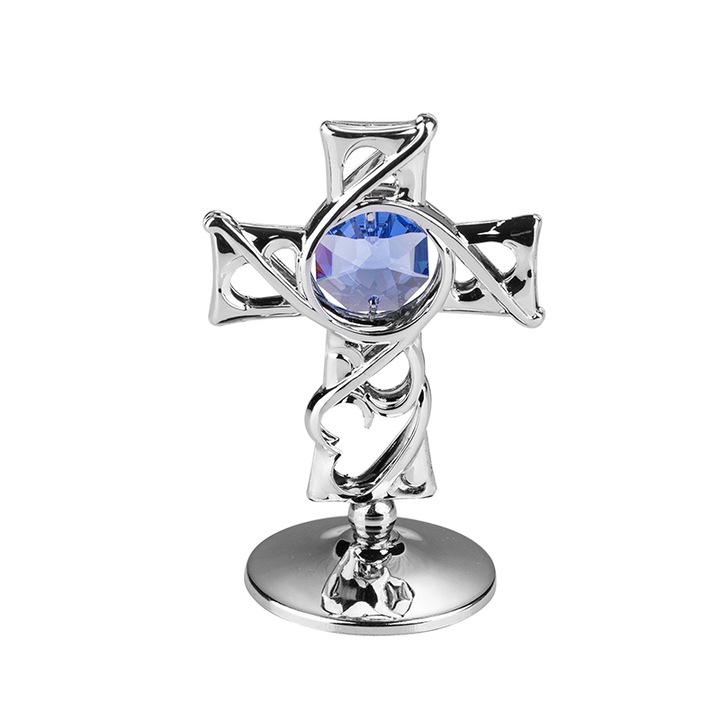 Кръст Димс-92 С компоненти на Crystal RY080, Сребрист, 8 см