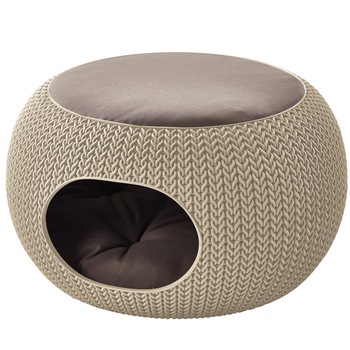 Casuta-culcus pentru caini si pisici Curver Knit, 57x58x24cm, Crem Casuta-culcus pentru caini si pisici Curver Knit, 57x58x24cm, Crem
