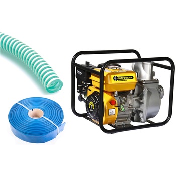 Set Motopompa Benzina, 2 Toli, Putere 6.5 CP + Furtun Refulare Panzat si Cauciucat 40 M + Furtun Absorbtie 8 M Set Motopompa Benzina, 2 Toli, Putere 6.5 CP + Furtun Refulare Panzat si Cauciucat 40 M + Furtun Absorbtie 8 M