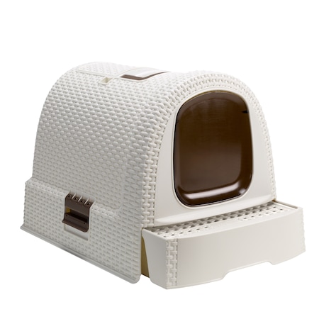 Litiera cu acoperis Curver Pet Life, 52x40x41, Crem