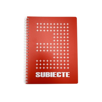Caiet 3 subiecte A4 120 file spirala, coperta plastic rosu Caiet 3 subiecte A4 120 file spirala, coperta plastic rosu