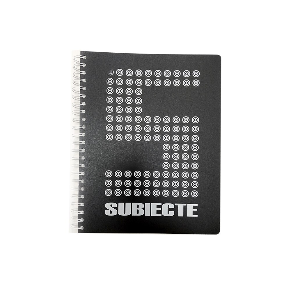 Caiet 5 subiecte A4 200 file spirala, coperta plastic negru