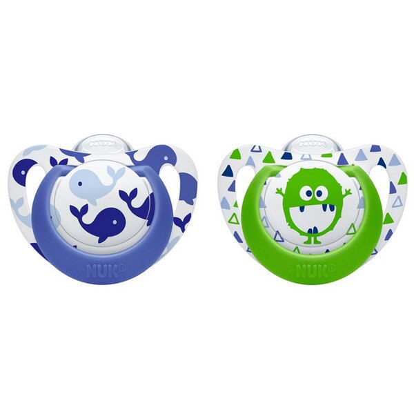 Set 2 suzete ortodontice din silicon 6-18 luni Nuk Genius Color 736129, Multicolor