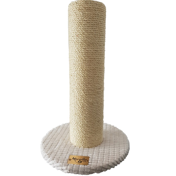 Stalp cu sisal natural, Mireille Design, 30 x 45 cm, baza rotunda, Alb