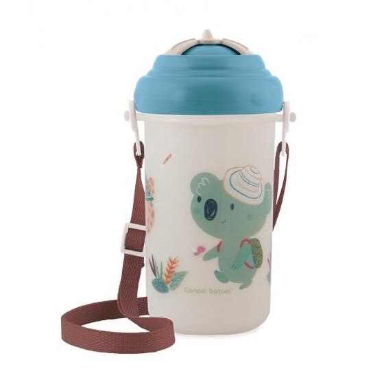 Pahar sport cu pai, flip-top, albastru, 12luni+