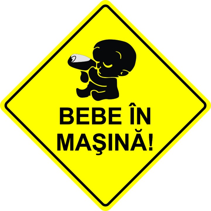 Bebe in masina Sticker autocolant 12 x 12 cm