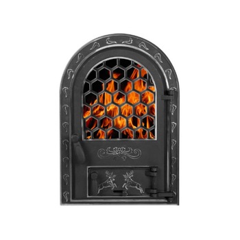 Usa semineu cu geam Cerbi Mare ornamente argintii 610x425 mm Usa semineu cu geam Cerbi Mare ornamente argintii 610x425 mm