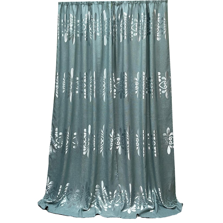 Set draperii, culoare turcoaz, colectia "Rococo Design by Liz Line", 2x200x245cm, cu rejansa - DP542