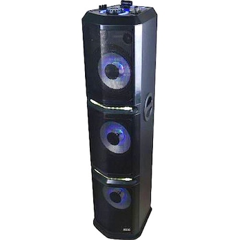 Boxa activa portabila Akai , 1000 W , Bluetooth , Dual USB , TF card , AUX-in , Radio FM , DJ effects, Party Light Afisaj LED , Baterie Incorporata, Negru Boxa activa portabila Akai , 1000 W , Bluetooth , Dual USB , TF card , AUX-in , Radio FM , DJ effects, Party Light Afisaj LED , Baterie Incorporata, Negru