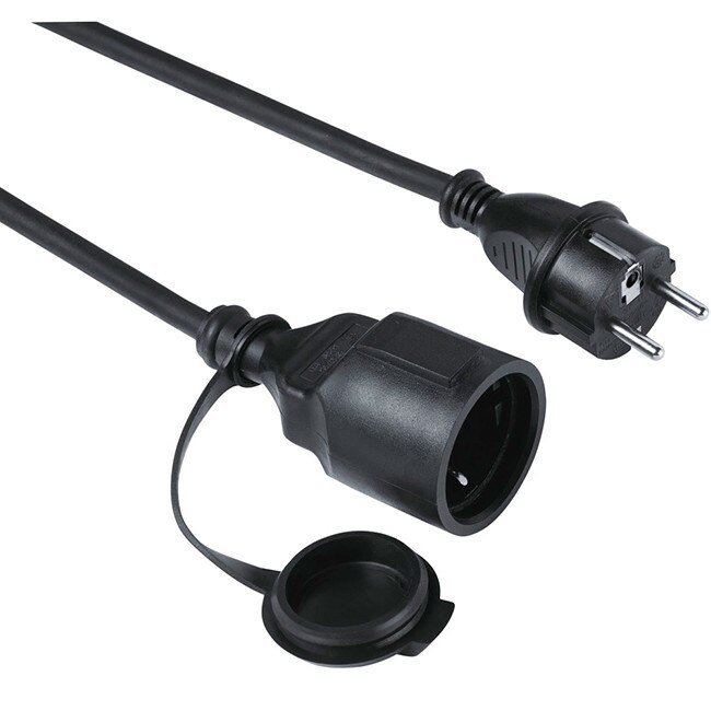 Cablu de alimentare cu extensie HAMA, IP44, 10 metri, negru, HAMA-137241