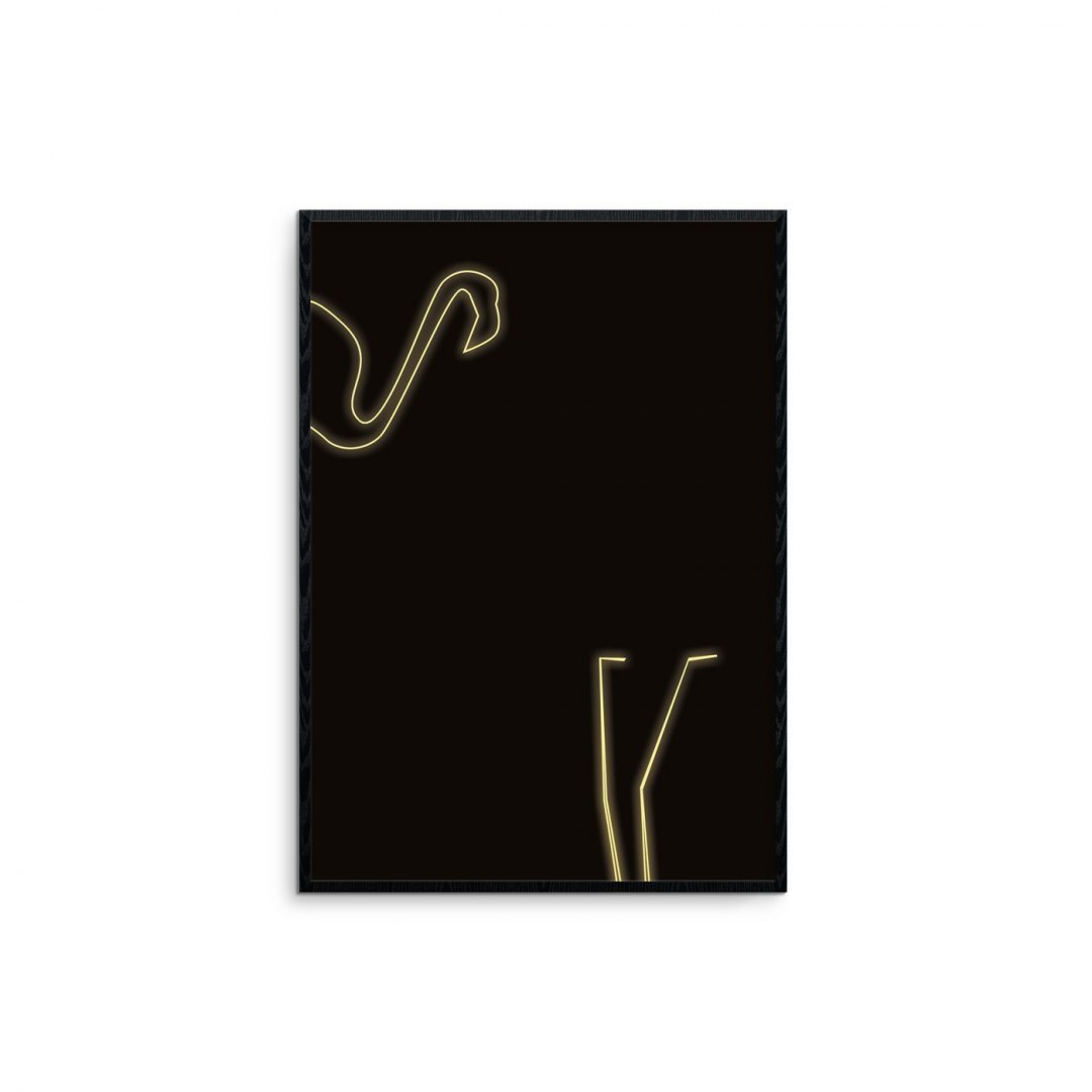 Tablou Flamingo Party2 Kurtyna, Negru/Auriu, 50x70 cm