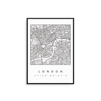 Tablou London's map inny, 70x50, Lemn, Alb/Negru Tablou London's map inny, 70x50, Lemn, Alb/Negru