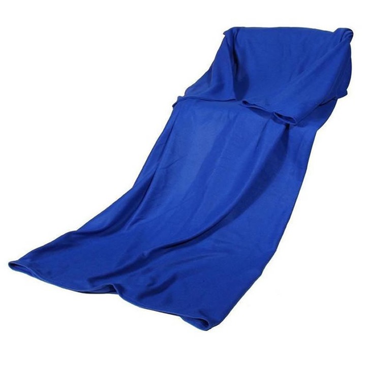 Одеяло Snuggie с ръкави, полиестер, универсален размер, синьо