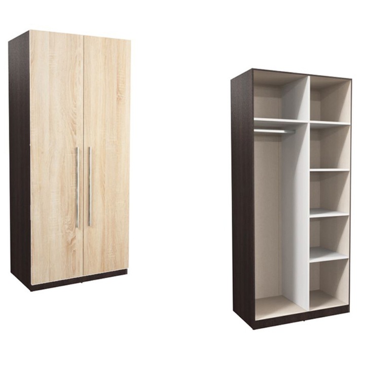 Dulap Ektra Genarom 2D B, WE, FR. DS, 100 x 218,5 x 58 cm