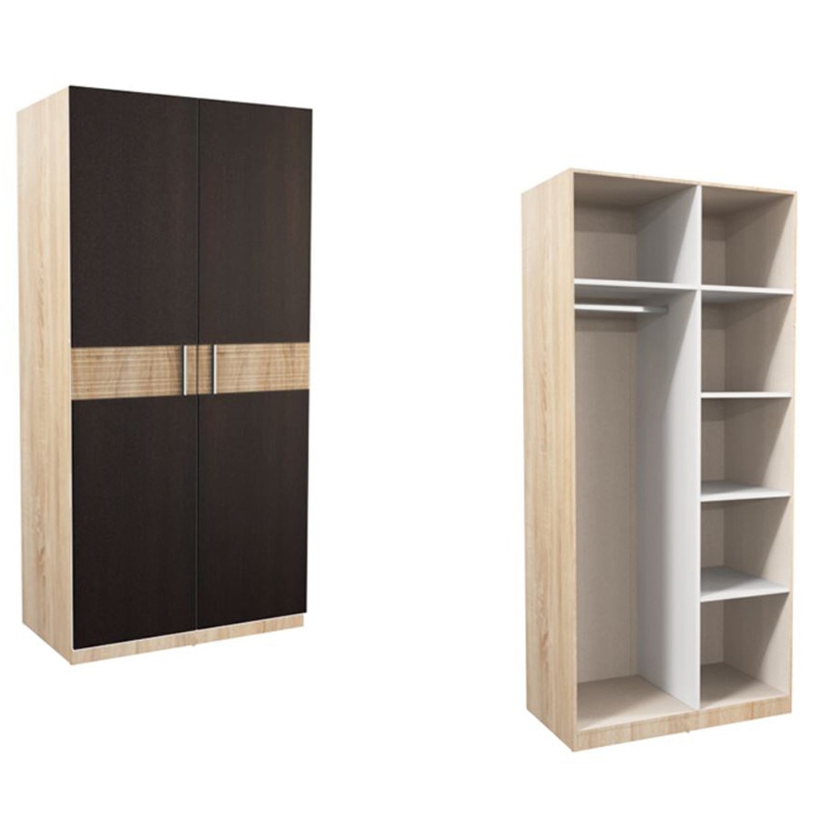 Dulap Ektra Genarom 2D B, DS, FR. WE, cu Insertie Canelata DS, 100 x 218,5 x 58 cm