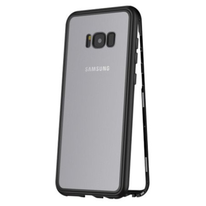 Калъф, съвместим със Samsung Galaxy S8 Magnetica Black, MyStyle Perfect Fit с премиум защитен стъклен гръб