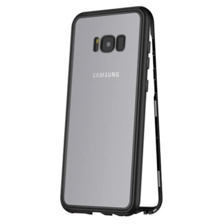 Калъф, съвместим със Samsung Galaxy S8 Magnetica Black, MyStyle Perfect Fit с премиум защитен стъклен гръб