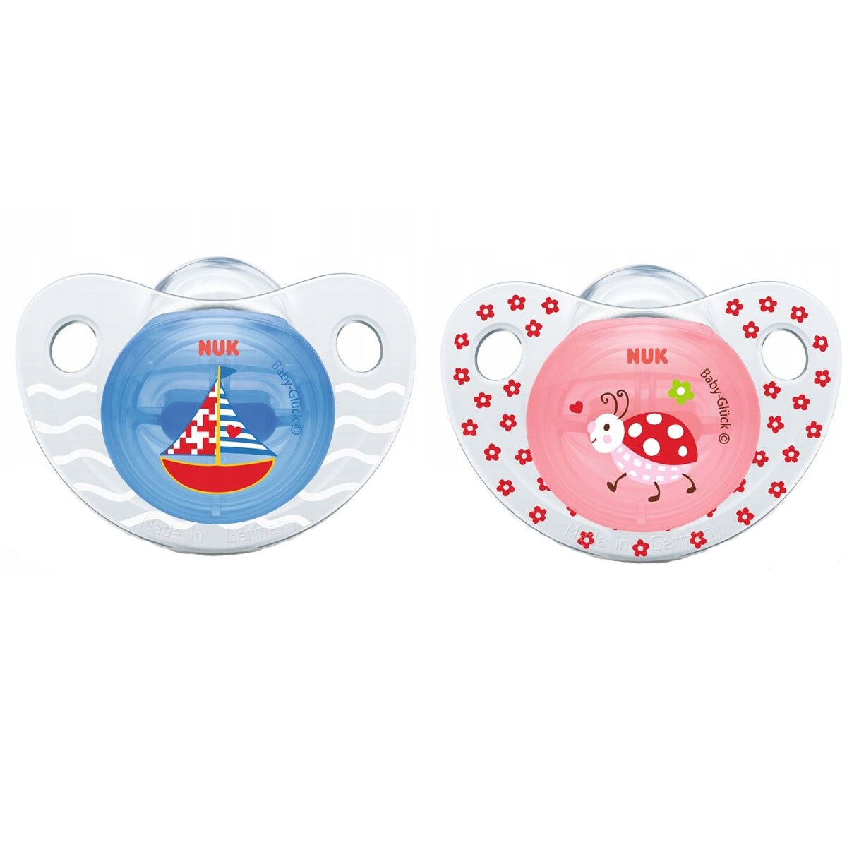 Set 2 suzete ortodontice din silicon Nuk Baby Gluck 175162, Multicolor 0-6 luni