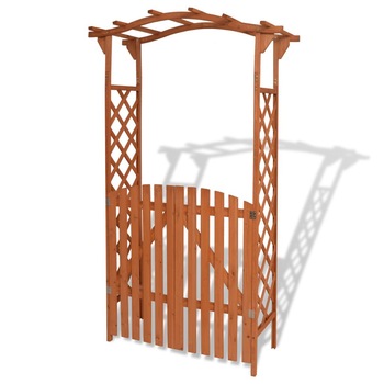 Pergola de gradina cu portita, vidaXL, Lemn, Maro, 120 x 60 x 205 cm Pergola de gradina cu portita, vidaXL, Lemn, Maro, 120 x 60 x 205 cm