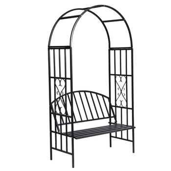Pergola de trandafiri, cu bancheta, vidaXL, Metal, Negru, 114 x 57 x 210 cm Pergola de trandafiri, cu bancheta, vidaXL, Metal, Negru, 114 x 57 x 210 cm