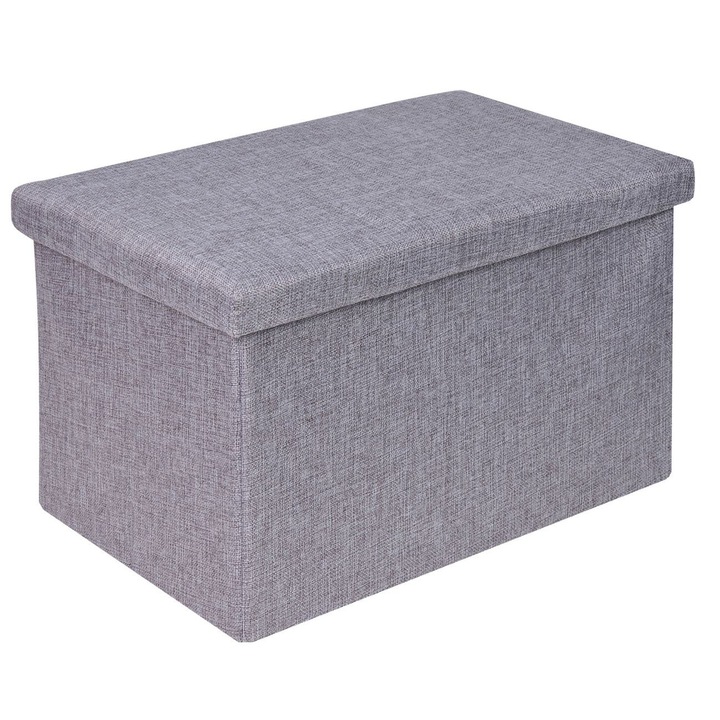 Taburet Zola cu spatiu de depozitare, Gri, 45x30x30 cm