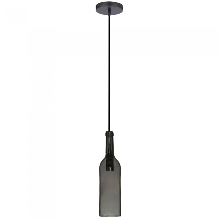 Corp suspendat forma sticla Gri cu bec LED - 4W Filament E14 T20 Lumina calda 2700K